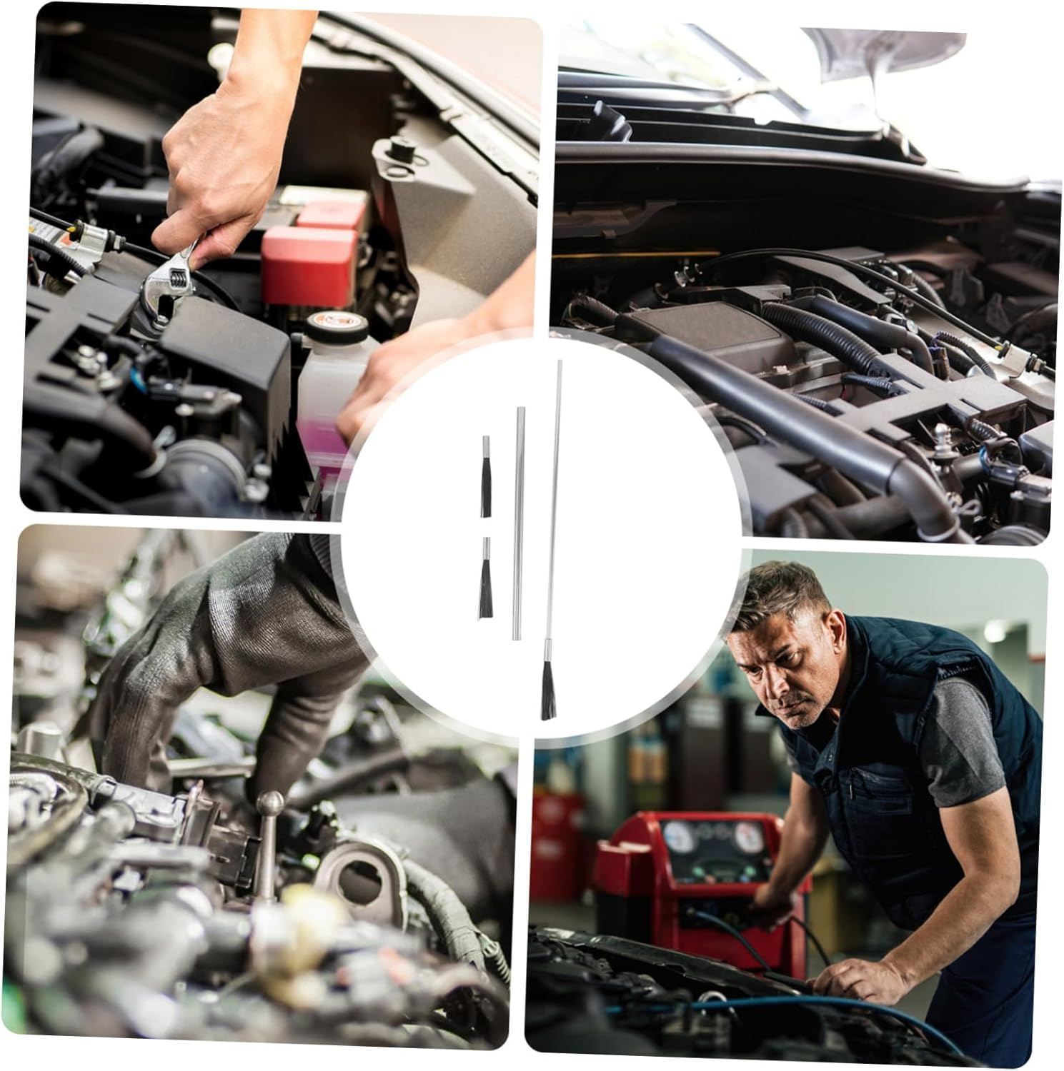 PLAFOPE Engine Cleaning Brush for Automotive Detailing Carbon Deposit Remover Kit with Brush Heads High Performance Interior and Groove Cleaner for Car Maintenance image number 1