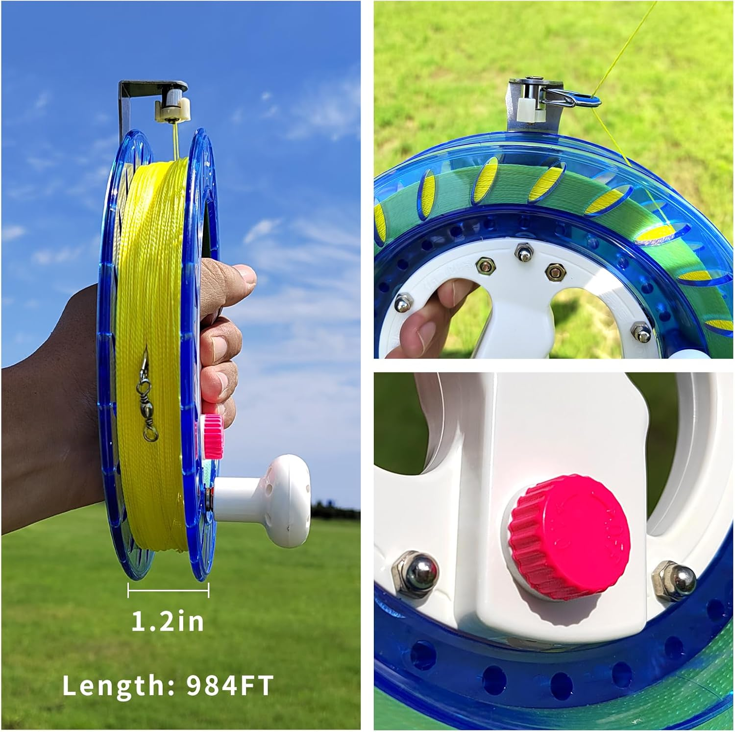 Simxkai Kite String Reel, Kite String Spool,Kite Line Winder 8Inches Dia, Come with Lock & 1000 Feet Line image number 4