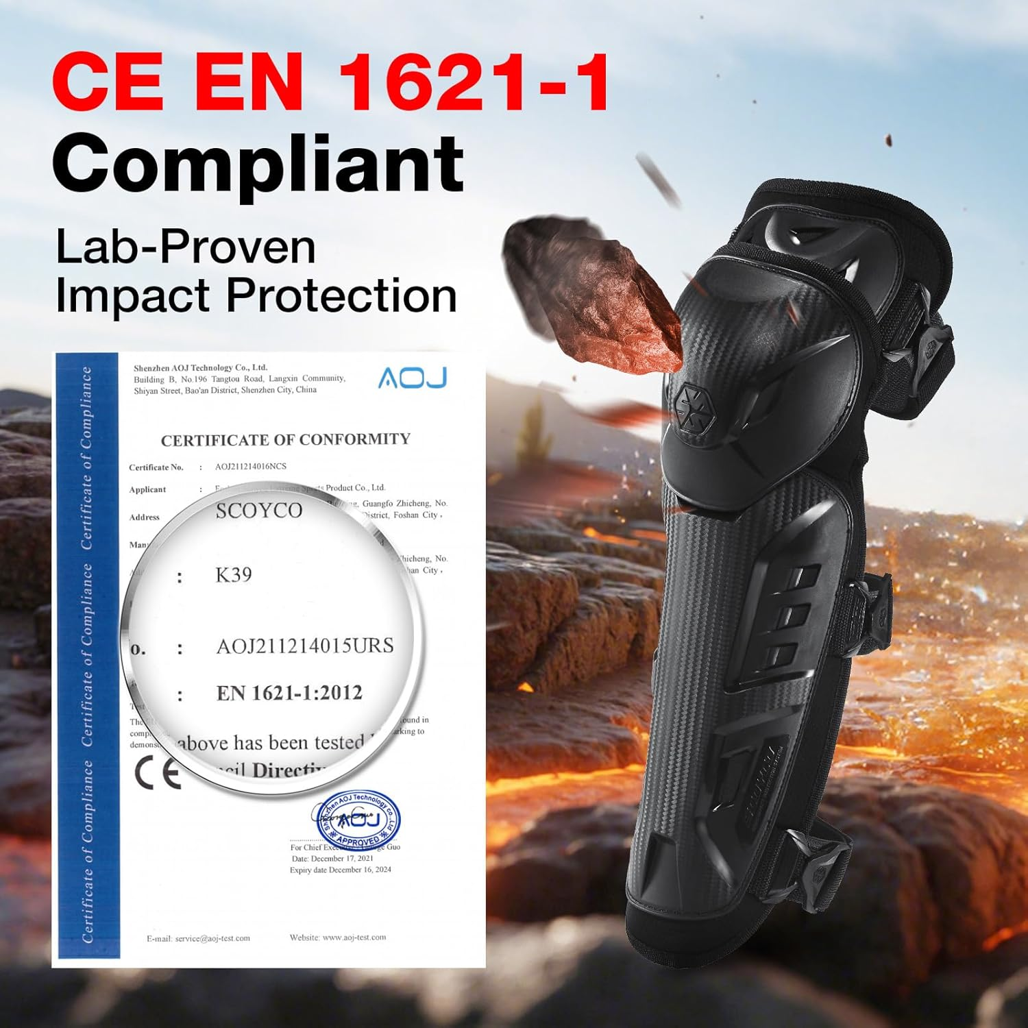 SCOYCO 4Pcs Motorcycle Knee Shin Guards Black Adjustable Long Leg Sleeve Protective Gear Anti-Slip Knee Cap Pads Protector Armor for Motocross Racing Mountain Biking image number 6