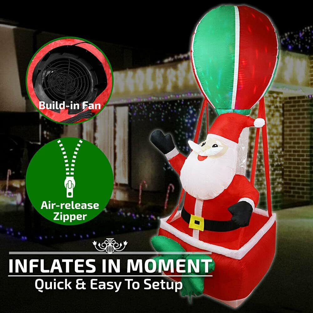Inflatable Christmas Santa Hot Balloon Disco Light 1.8M Xmas Decoration Outdoor image number 5