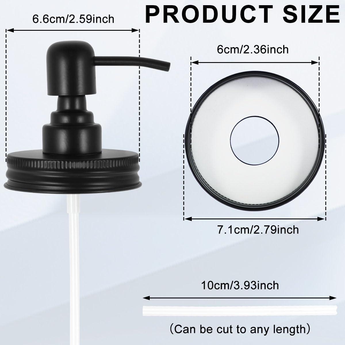 Fizocosisto 4Pcs Mason Jar Soap Dispenser Lids with Pumps, 304 Stainless Steel, Leakproof, Decorative, Black image number 4