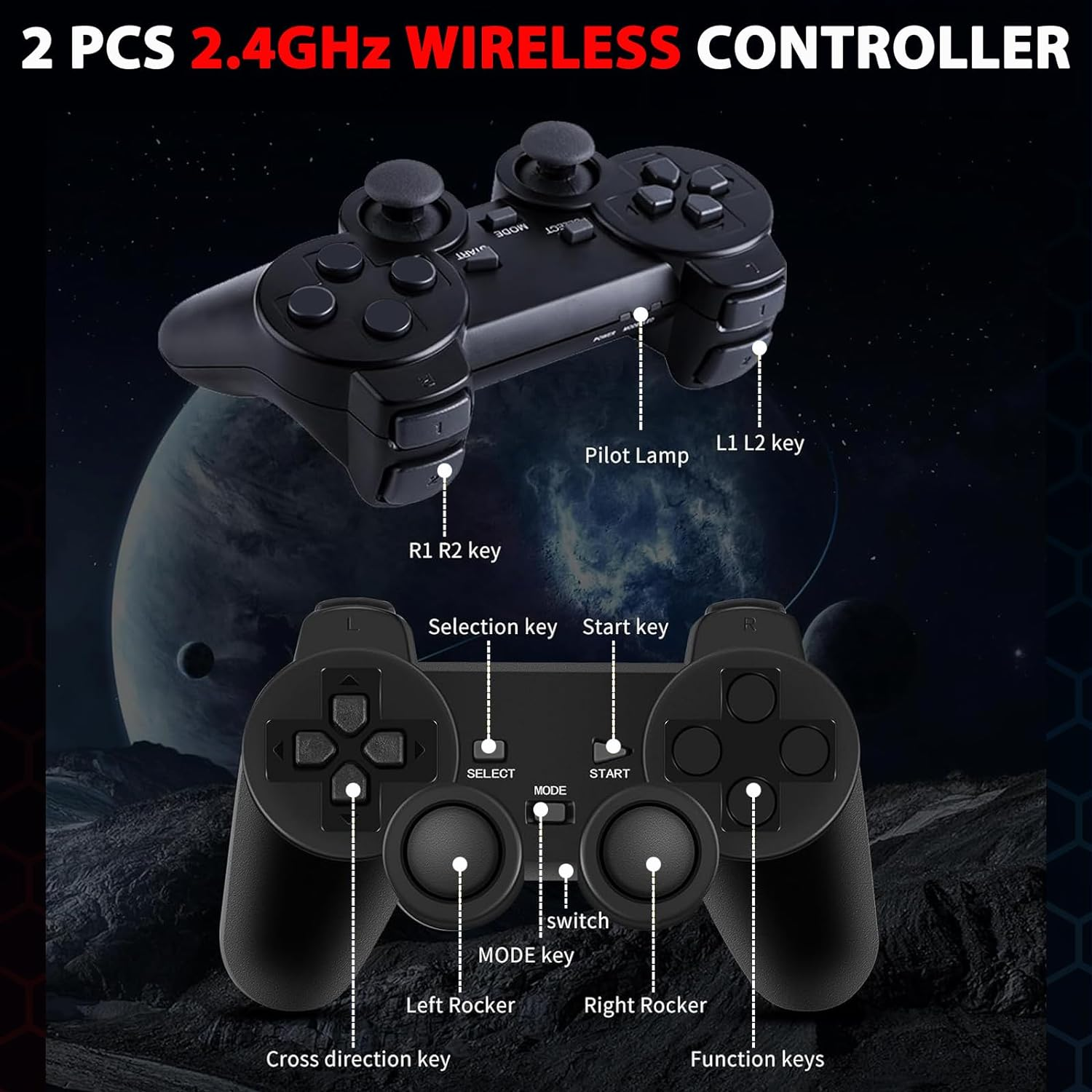 Upgrade Wireless Retro Game Console Stick, Zerostory Retro Video Game Console Stick Built in 20000+ Games with 15 Emulators, 4K HDMI Output with 2 2.4G Wireless Controllers (64GB Memory Card) image number 4