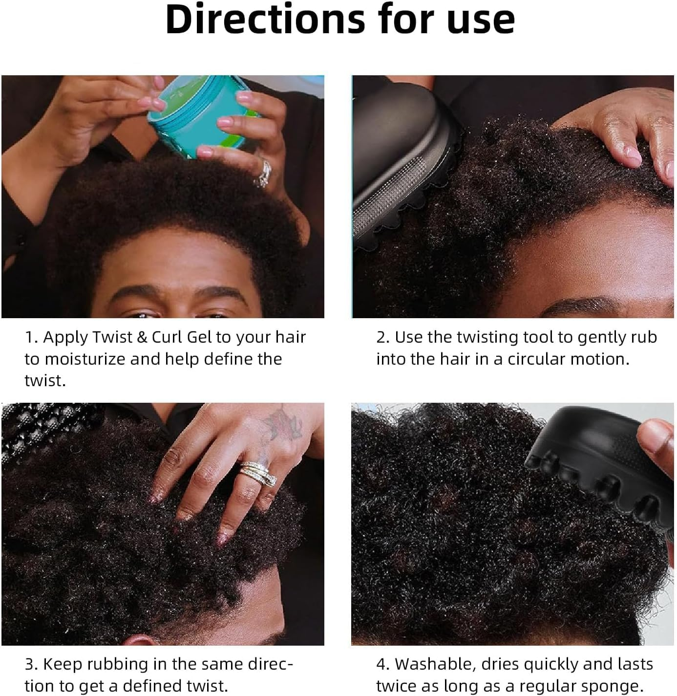 Dreadlock Hair Brush Curling Hair Combs Set, 2Pcs Rubber Curling Twist Comb,Curling Twisted Hair Brush Afro Braid Dreadlocks Comb,Rubber Curling Twisted Hair Combs image number 6