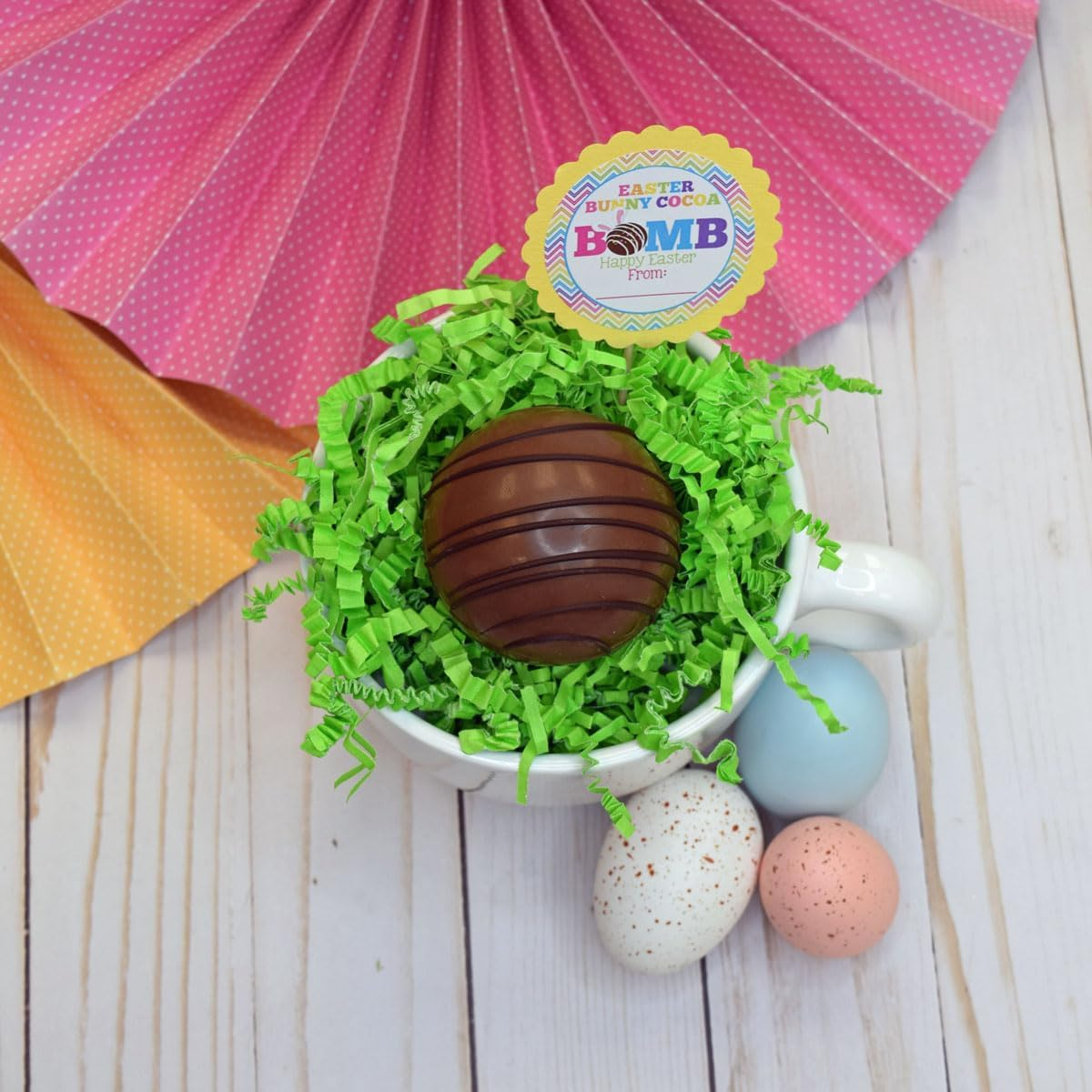 Easter Bunny Cocoa Bomb Bunny Ears Themed Happy Easter Hot Cocoa Bomb Sticker Labels, Total of 40 2" Circle Stickers (20 Sets of 2) by Amandacreation image number 6