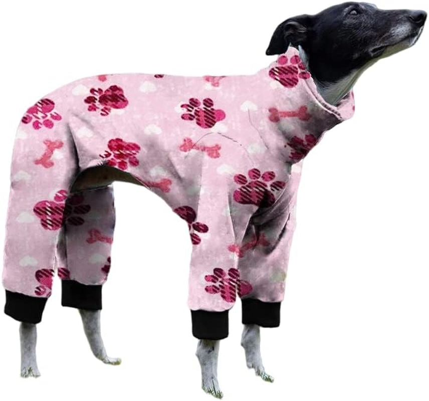 Cnkwei Dog Pajamas Medium Large Dog Paw Printed Greyhound Pajamas Jumpsuit Bodysuit image number 5