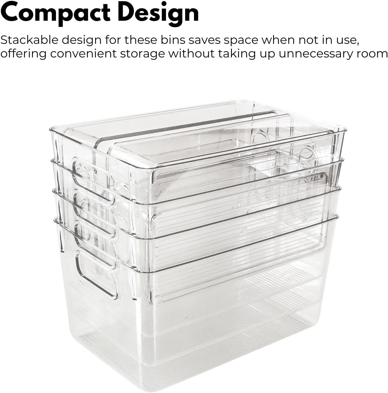Gominimo Set of 8 Clear Fridge Food Storage Containers, Effortless Pull-Out Design, Secure Stacking, Versatile Placement, Transparent Design image number 6