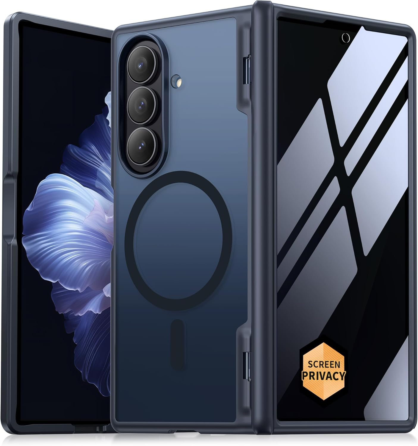 MOBOSI Magnetic for Z Fold 7 Case with Privacy Screen Protector, Compatible with Magsafe, Full-Body Coverage Hinge Protection, Shockproof Rugged Slim Phone Case for Samsung Galaxy Z Fold7, Black