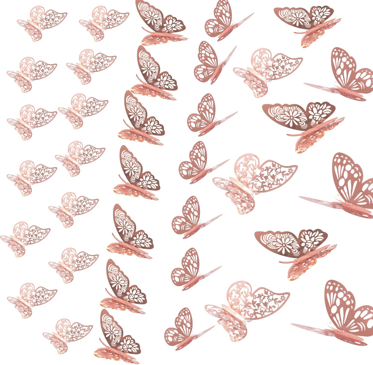 72PCS 3D Butterfly Wall Decorative Stickers 3 Sizes 3 Styles Butterfly Party Decorations Removable Birthday Decorations DIY Gifts Suitable for Girls Bedroom Living Room Study Bathroom (Gold)