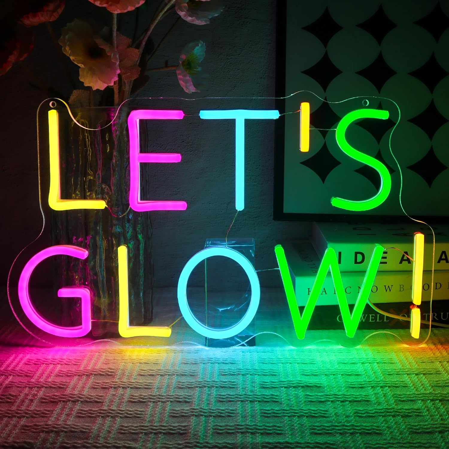 OYCGZV Let'S Glow Neon Sign, Let'S Light up LED Neon Sign Wall