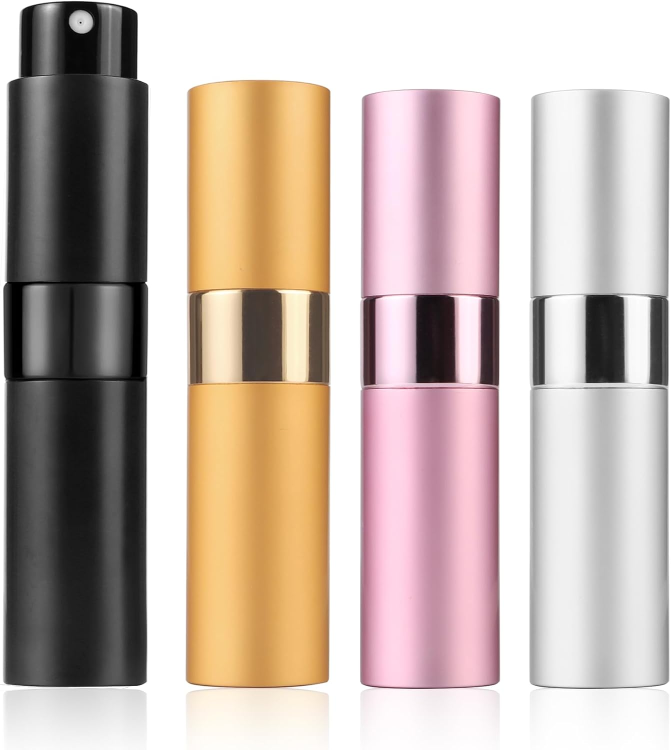 Refillable Mini Perfume Atomiser, 8 Ml, Set of 4, Leak-Proof & Refillable, Pocket Dispenser for on the Go with Pipette, High-Quality Aluminium (Travel, Fitness, Everyday) - Elegant & Splash-Proof