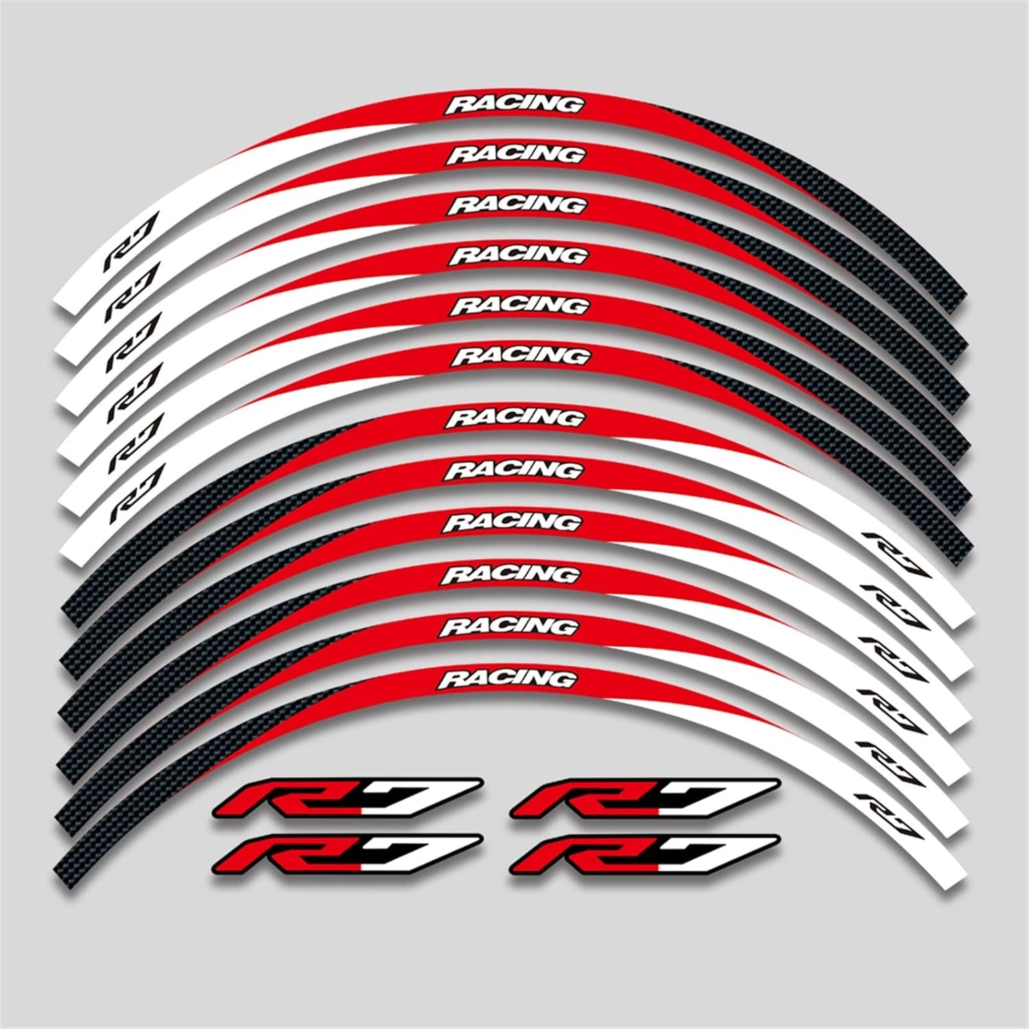 Stickers for Yamaha YZF R7 R7 2022 Motorcycle Tire Waterproof Wheel Logo Stickers Reflective Stripe Decals (Color : 3 Style Red) - 1 Style Red image number 2