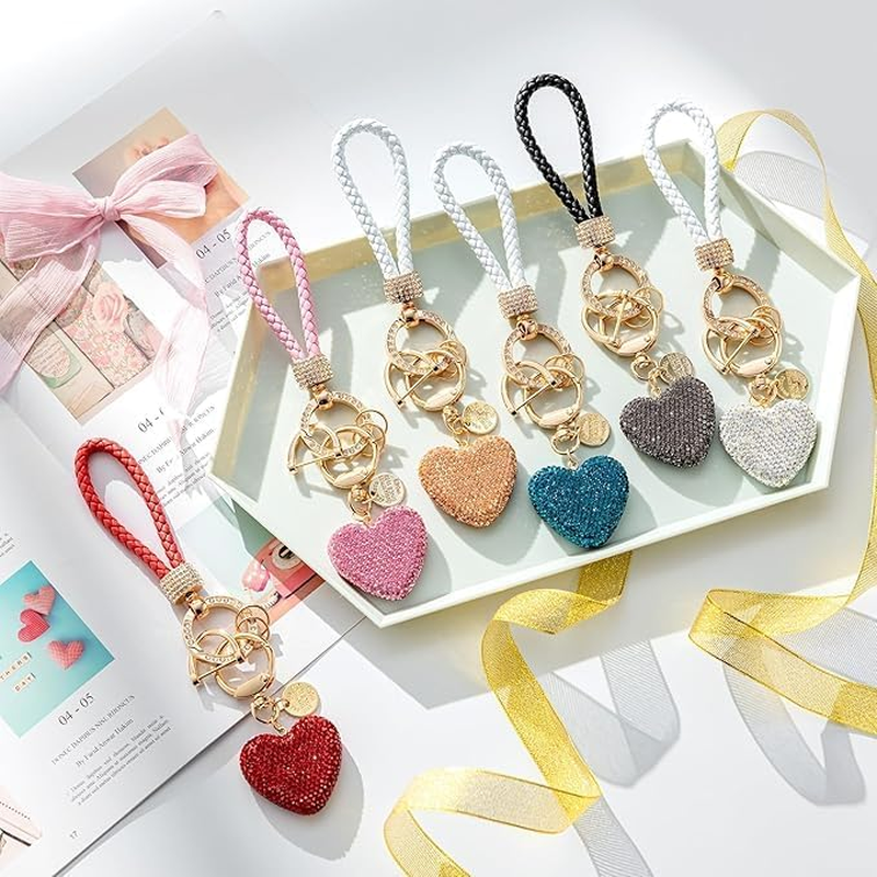 Crystal Car Keychain for Women with Sparkly Rhinestone Heart Shape Keychains Accessories, Cute Keychain for Girls, Birthday Christmas Easter Valentines Day Mothers Day Gifts image number 3