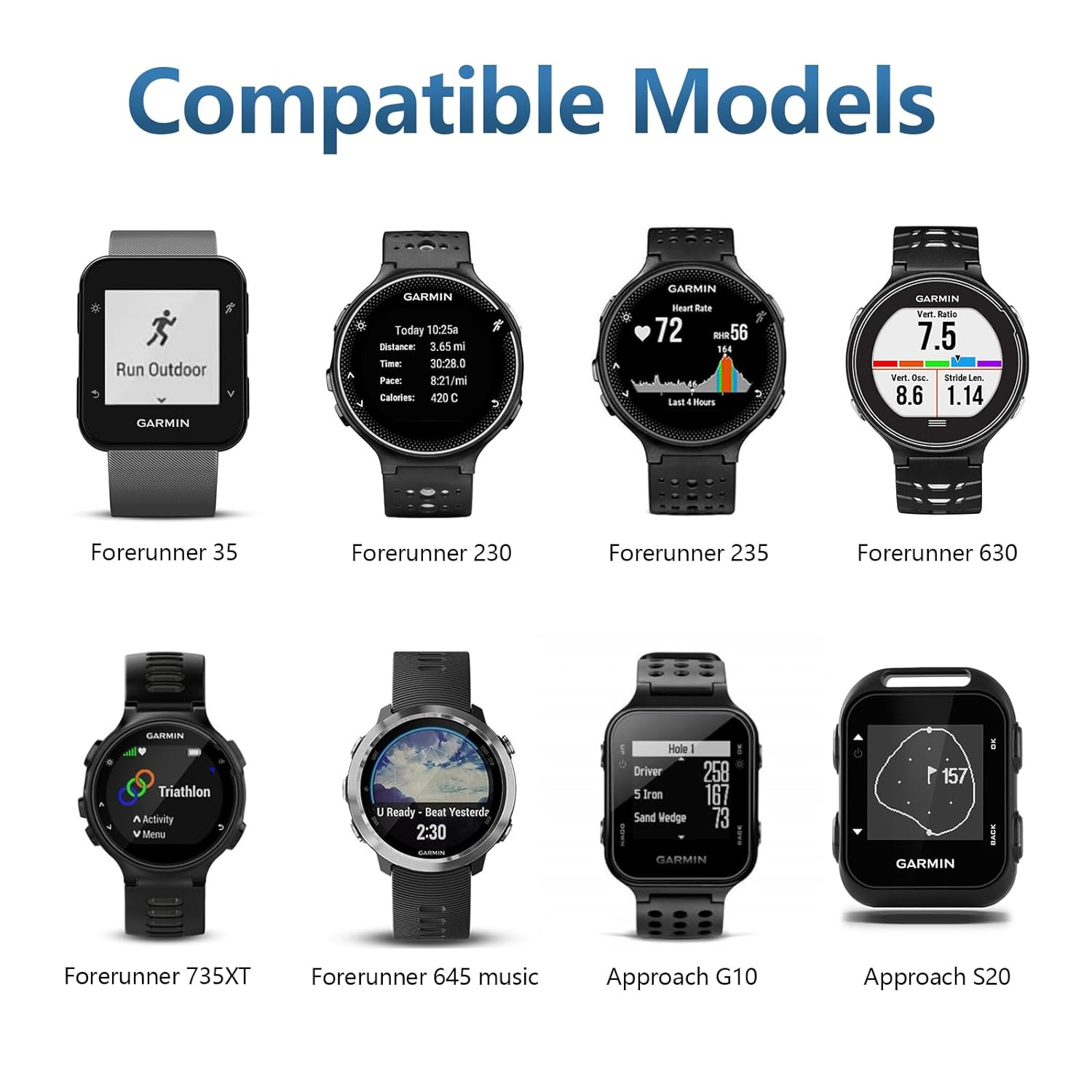 VANCLE Charger for Garmin Forerunner 735XT 235 35 64 230 630 645/645 Music, 1M/3.3Ft USB Fast Charging Cable for Garmin Approach S20/G10, Vivomove Hr/Lily Smartwatch (1, 100CM) image number 3