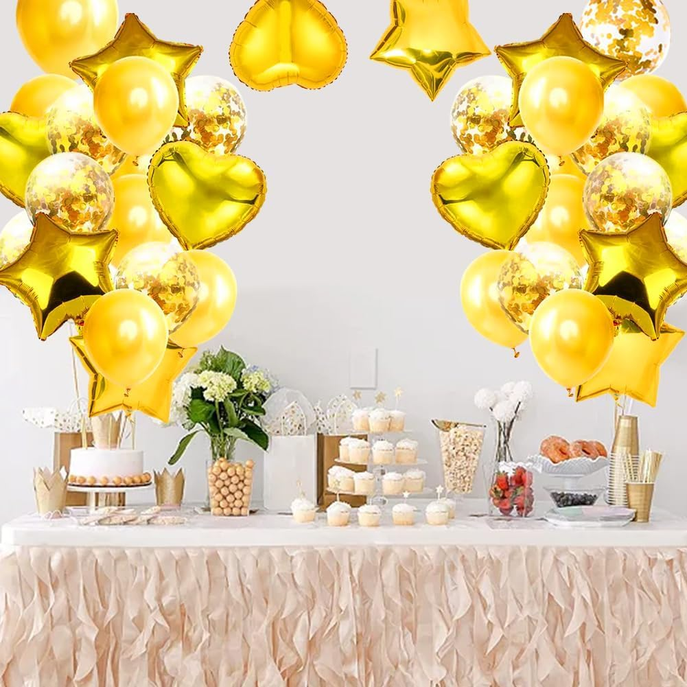 ATDORO 28Pcs Balloon Happy Birthday Party Decorations for Women, Confetti Balloons Star Heart Foil Balloons Wedding Decorations, Helium Ballons Girl Boy Baby Shower (Gold) image number 6