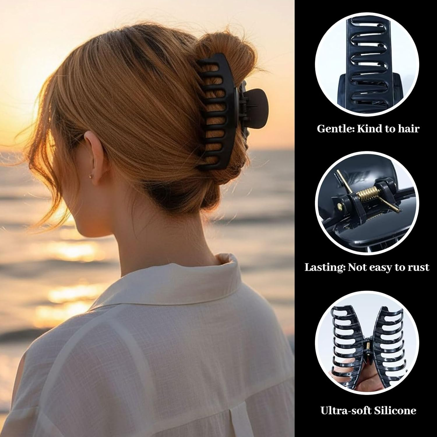 Muorruo Pack of 4 Cloud Clips, Flexible Silicone Hair Clips, Non-Slip Large Bendable Hair Clip, Soft Hair Clips for Thin and Thick Hair, Non-Removable Hair Clip (White) image number 3