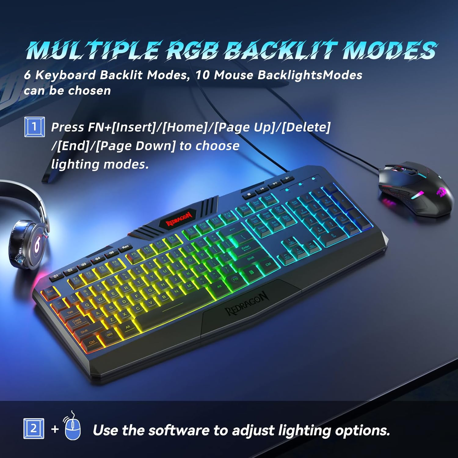 Redragon S101 Gaming Keyboard, M601 Mouse, RGB Backlit Gaming Keyboard, Programmable Backlit Gaming Mouse, Value Combo Set [New Version] image number 1