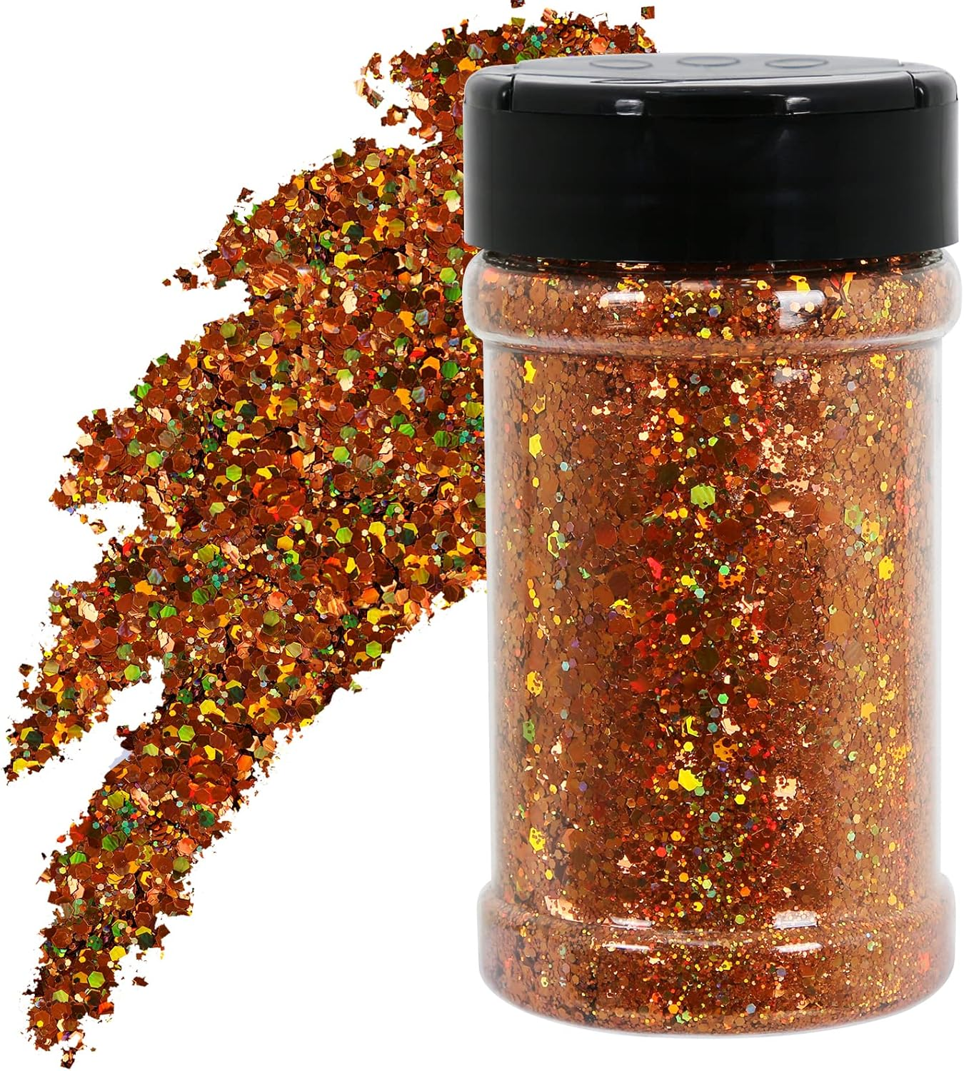 TORC 4 OZ Orange Holographic Glitter 4 Ounce Mix Chunky Glitter Bulk for Resin Craft Cosmetic Art Festival Decoration image number 3