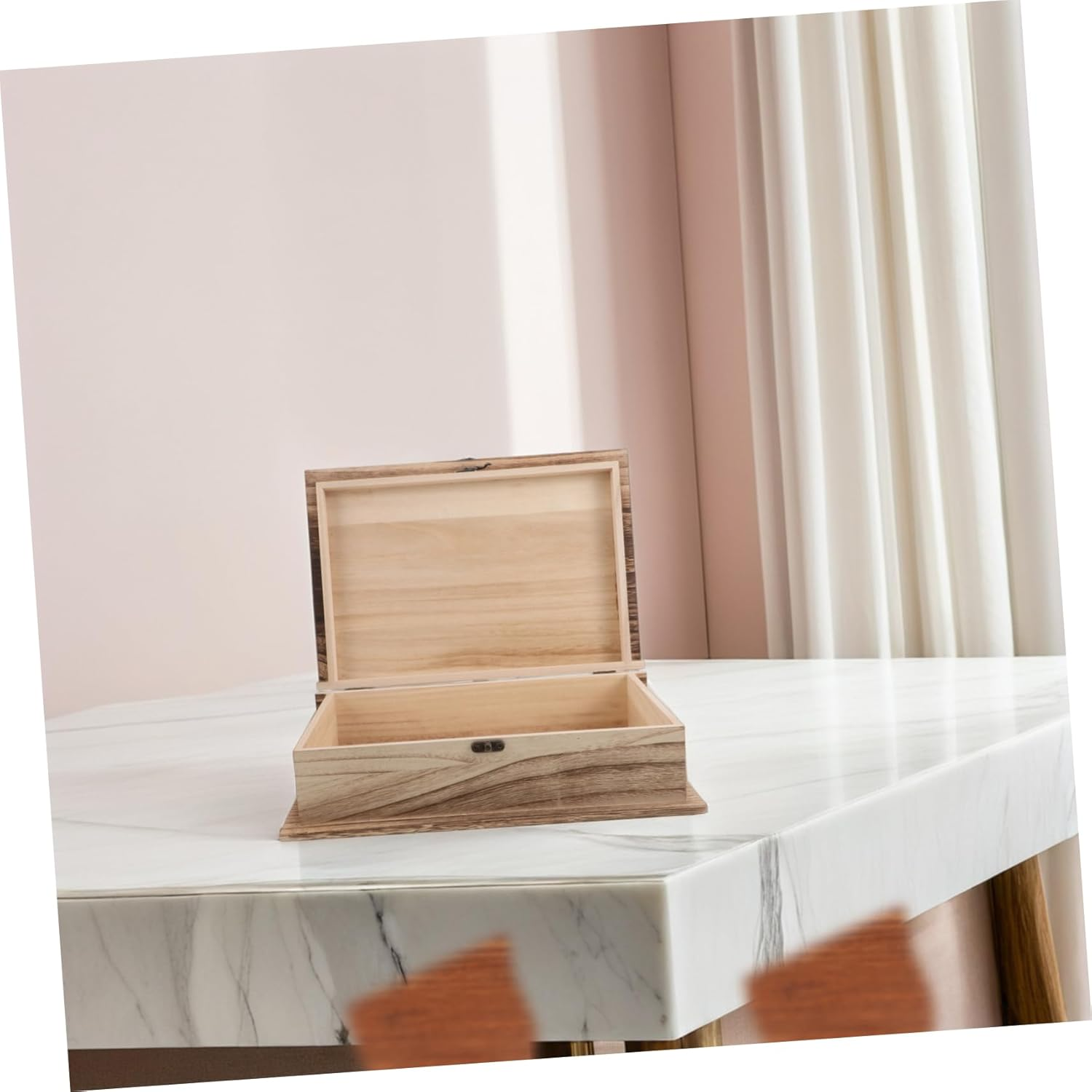 Vintage Wooden Book Storage Box Large Rectangular Hinged Lid Keepsake Case Clasp Lock Rustic Prayer and Jewelry Organizer for Home and Office image number 5