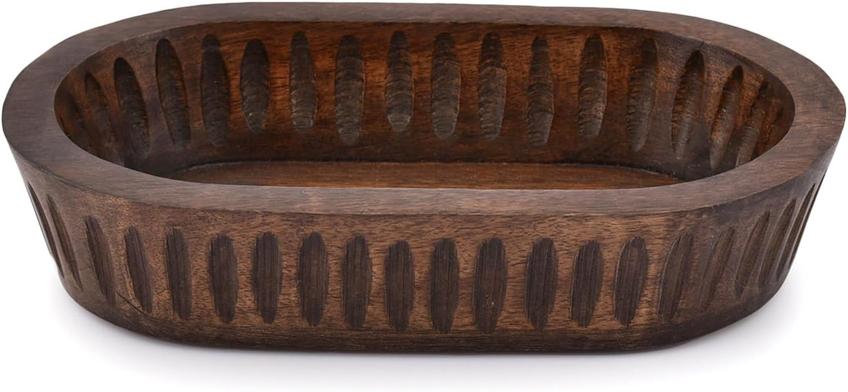 Samhita Mango Wood Decorative Bowls for Home D&eacute;cor, Decorative Long Wooden Bowl for Table Centrepiece (25.4 Cm X 15.24 Cm X 5.08 Cm) image number 3
