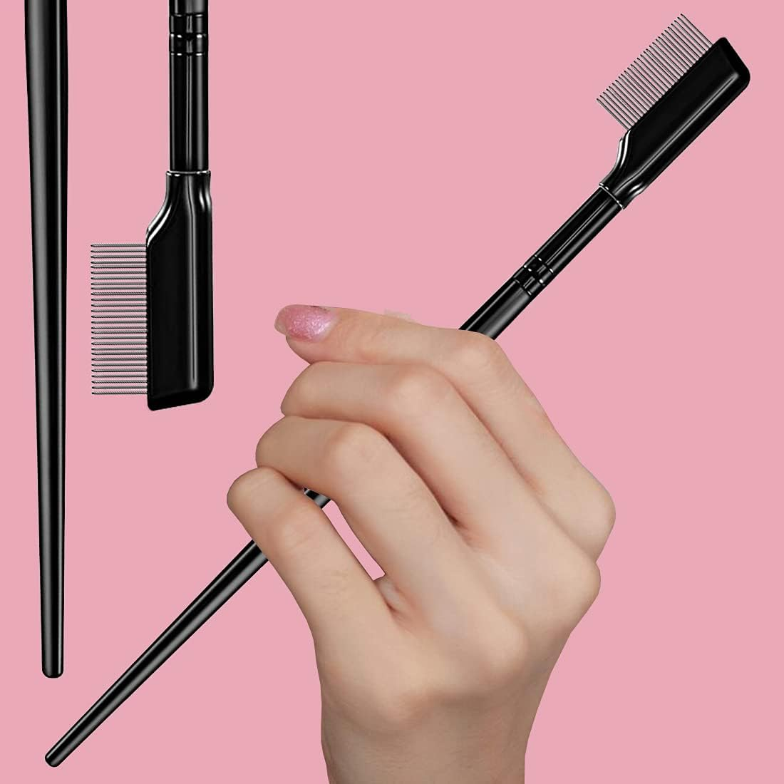 2Pcs Eyelash Separator, Eyelash Comb Lash Brush Separator, Lash Comb Eyelashes Curler Makeup Mascara Applicator, Eye Makeup Brush Tools, Metal Teeth Eyelashes Grooming Tool image number 1