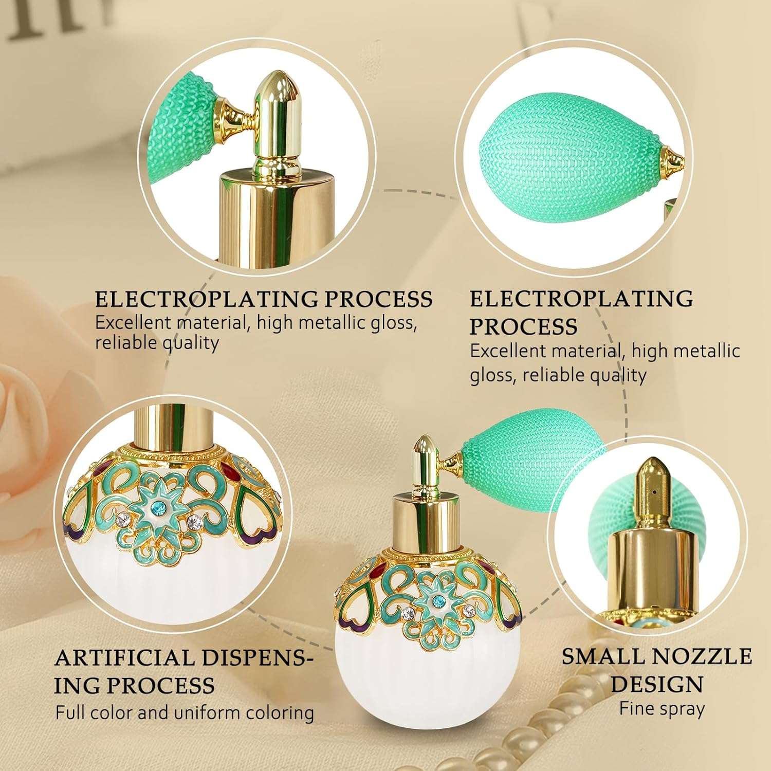 Joyeee Small Glass Perfume Empty Decorative Bottles, Sliver White Empty Refillable Sprayer Bottle, Portable Perfume Case Fragrance Empty Antique Bottle Decorative Crystal Perfume Decanter, 1 Pcs 50Ml