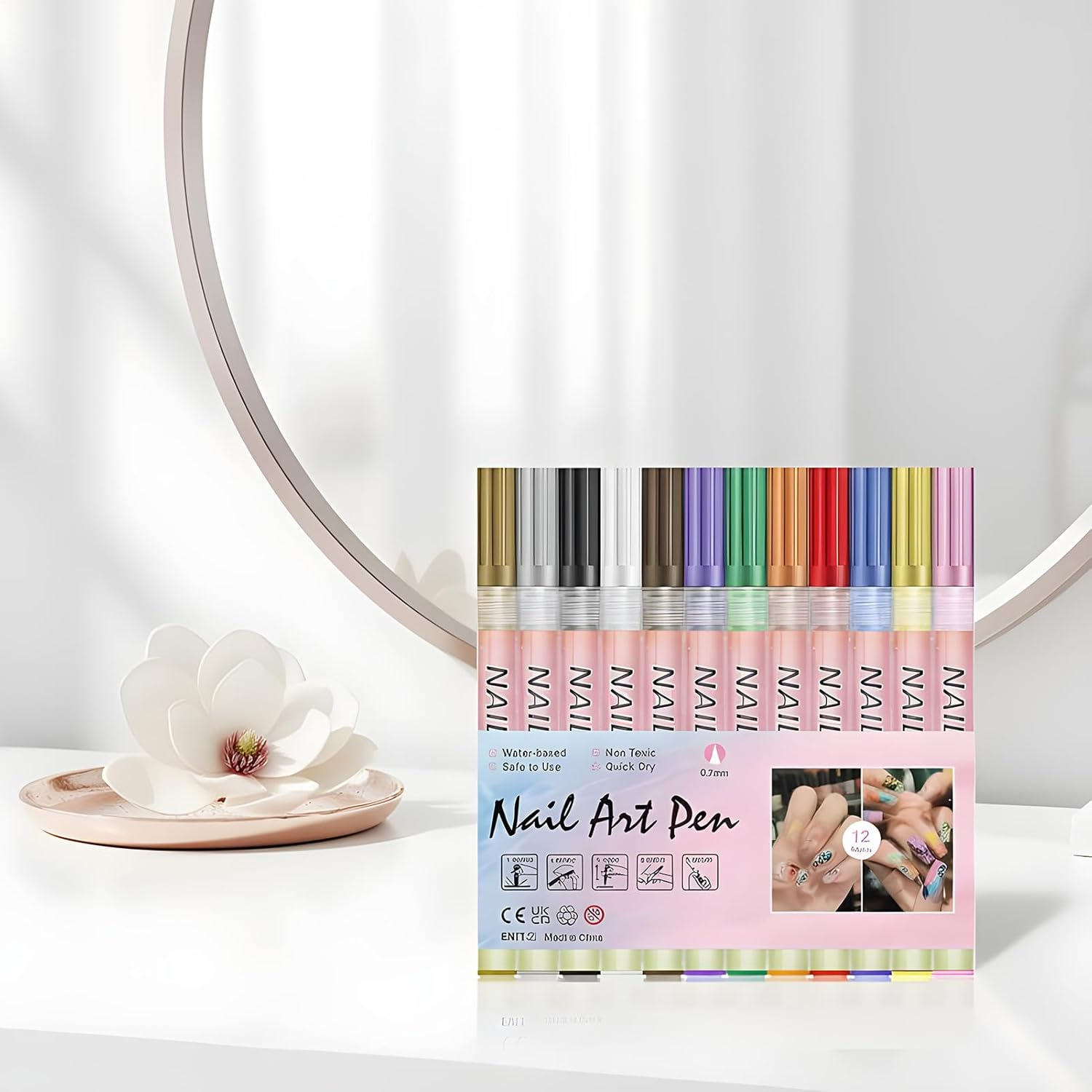 Nails-Art Pens Painting Set, 12 Colors Upgraded Nails-Arts Markers Polish Pen, 0.5 Mm Nailar-Ts Markers for Gel Nails, for Nails Arts Design Manicure DIY Decoration image number 1