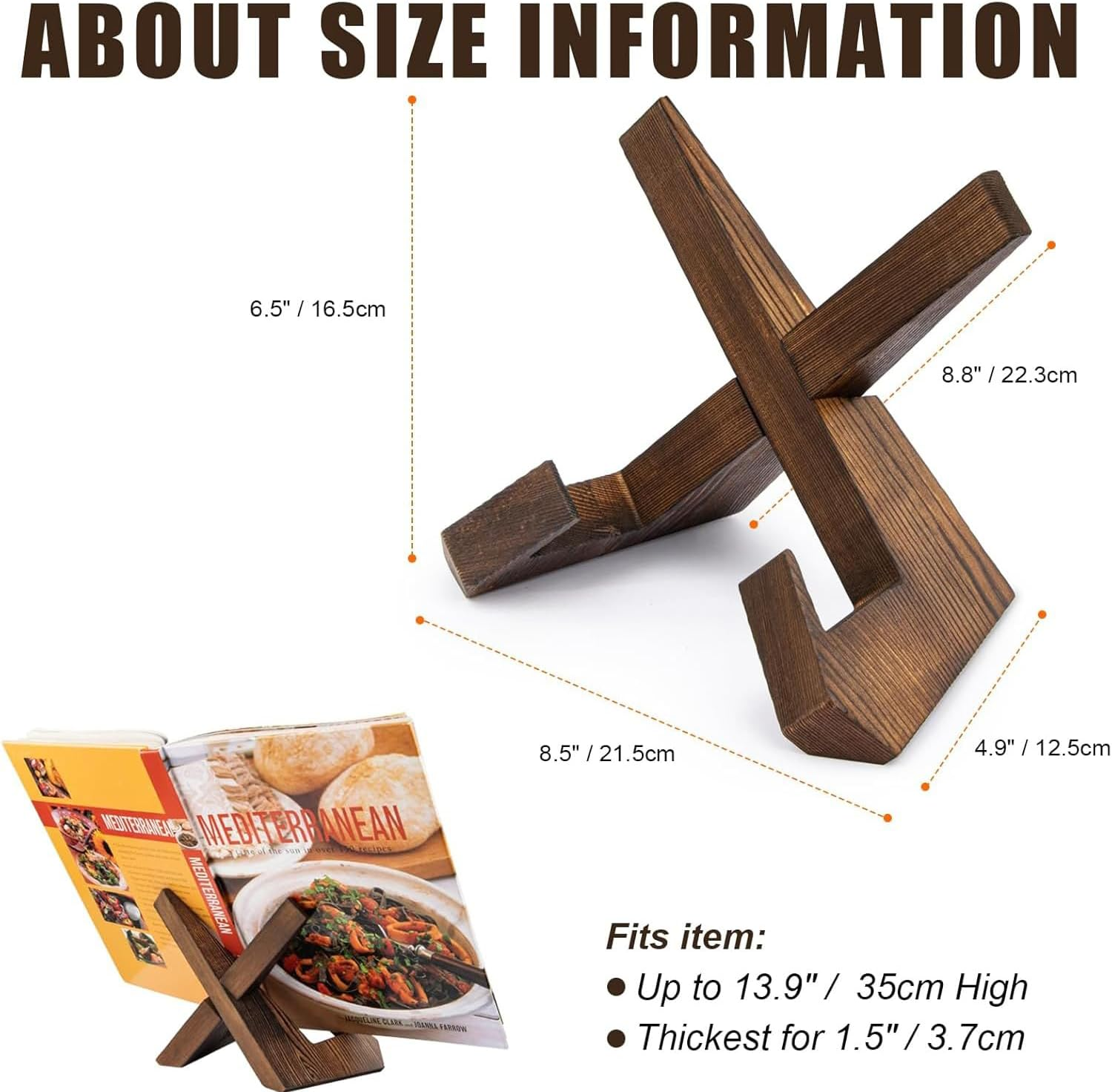 Wood Cookbook Recipe Stand Holder - Multi-Functional Display Stand Holder for Kitchen Decor image number 1