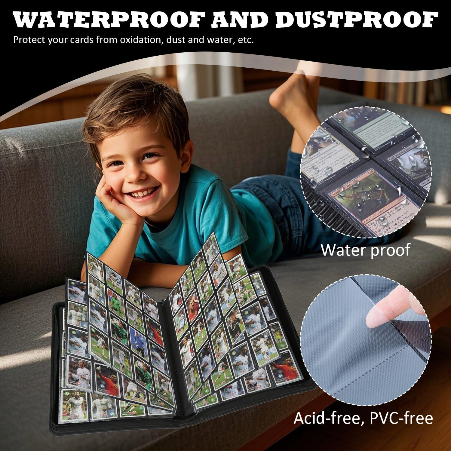 16 Pocket Premium Trading Card Zip Binder,1024 Side-Loading Slots Card Album Holder, Trading Card Holder, Ringless Game Trading Card Protective Organize Folder, Compatible with Yugioh, MTG image number 2