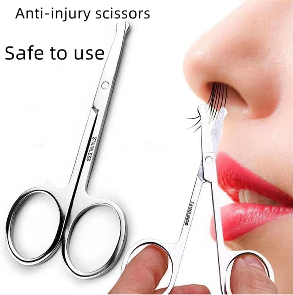 3 Pack Professional Scissors & Nose Hair Beauty Scissors,- Multi-Purpose Stainless Steel Beauty Grooming Scissor for Nail, Facial Hair, Eyebrow, Eyelash, Dry Skin