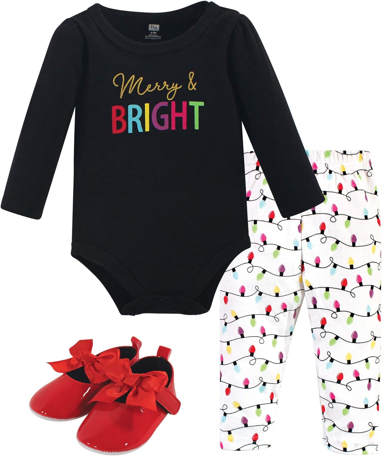 Hudson Baby Baby Cotton Bodysuit, Shorts and Shoe 3 Piece Set