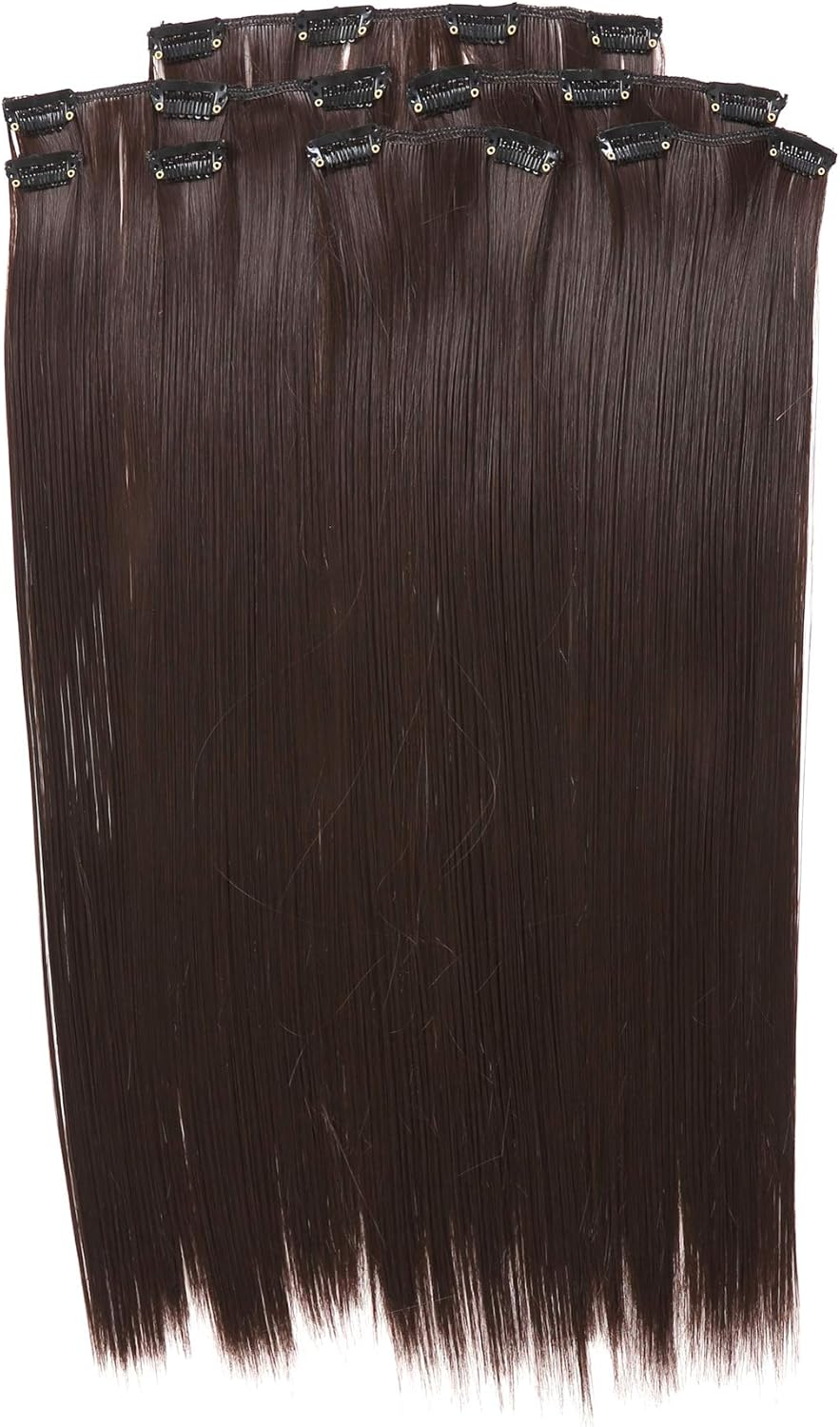 Prettyland R01 7-Piece Set Static-Free Clip-In 50 Cm Straight Long Hair Extensions Orange Copper Red