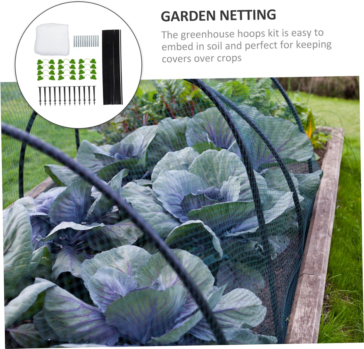 Bird Netting Garden Kit with Hoops and Pegs Raised Bed Cover Mesh for Vegetables Fruits Flowers Protection from Insects Birds and Animals Garden Netting image number 5