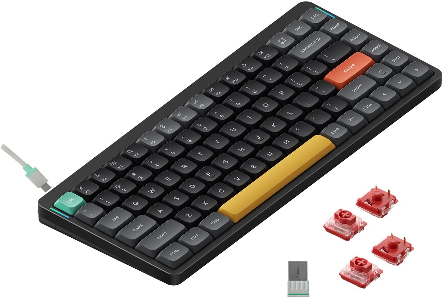 Nuphy Air75 V2 Portable 75% Mechanical Keyboard,Wireless Keyboard,Supports Bluetooth/2.4G/Usb-C RGB Bluetooth Keyboards,Compatible with Windows/Mac Os/Linux Systems-Gateron Blue Switch