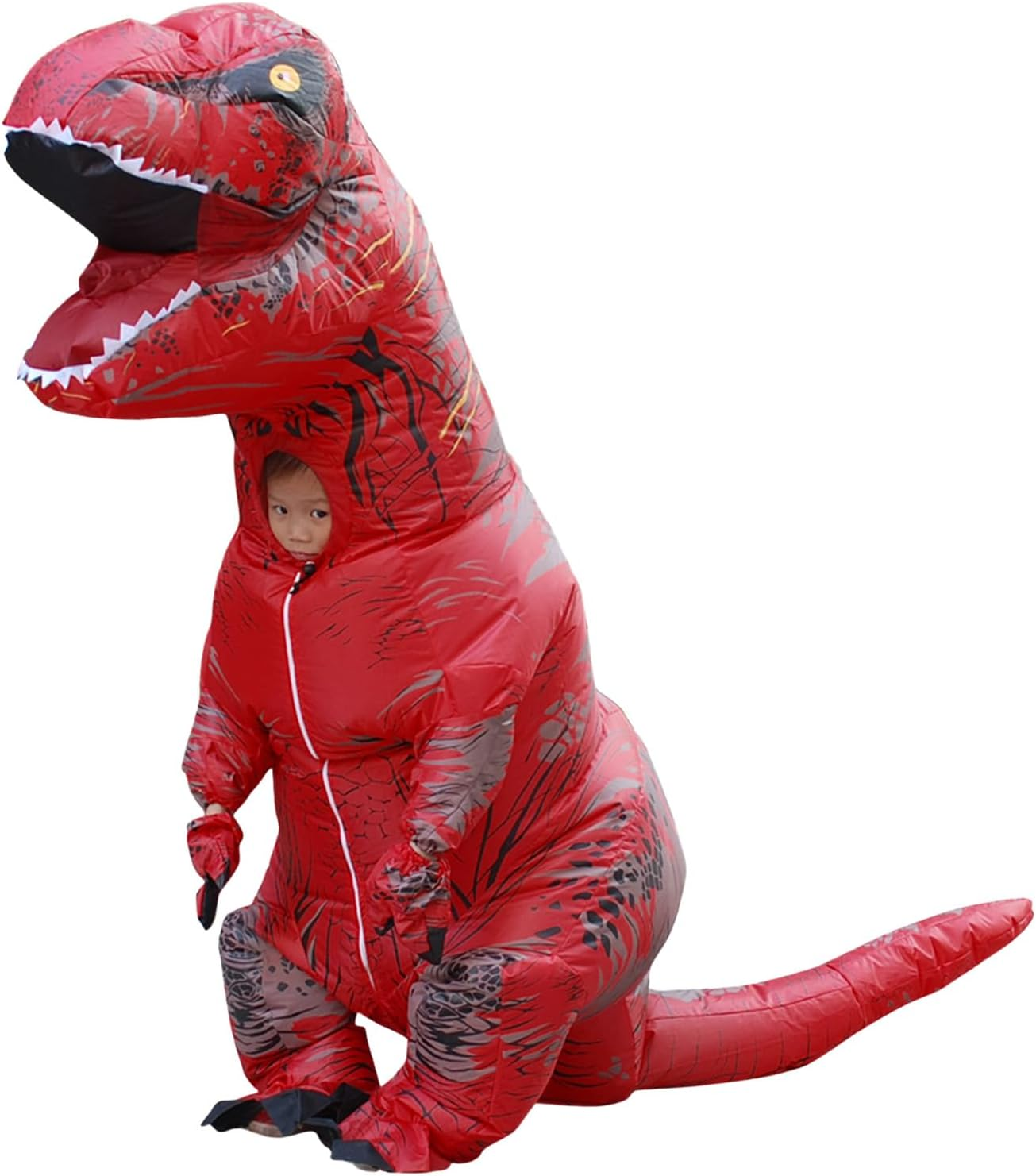 Inflatable Dinosaur Costume for Kids, Halloween Inflatable T-Rex Costume, Blow up Trex Costume, Halloween Costumes for Boys Girls, Funny Party Cosplay Fancy Dress Costume (Red) image number 1