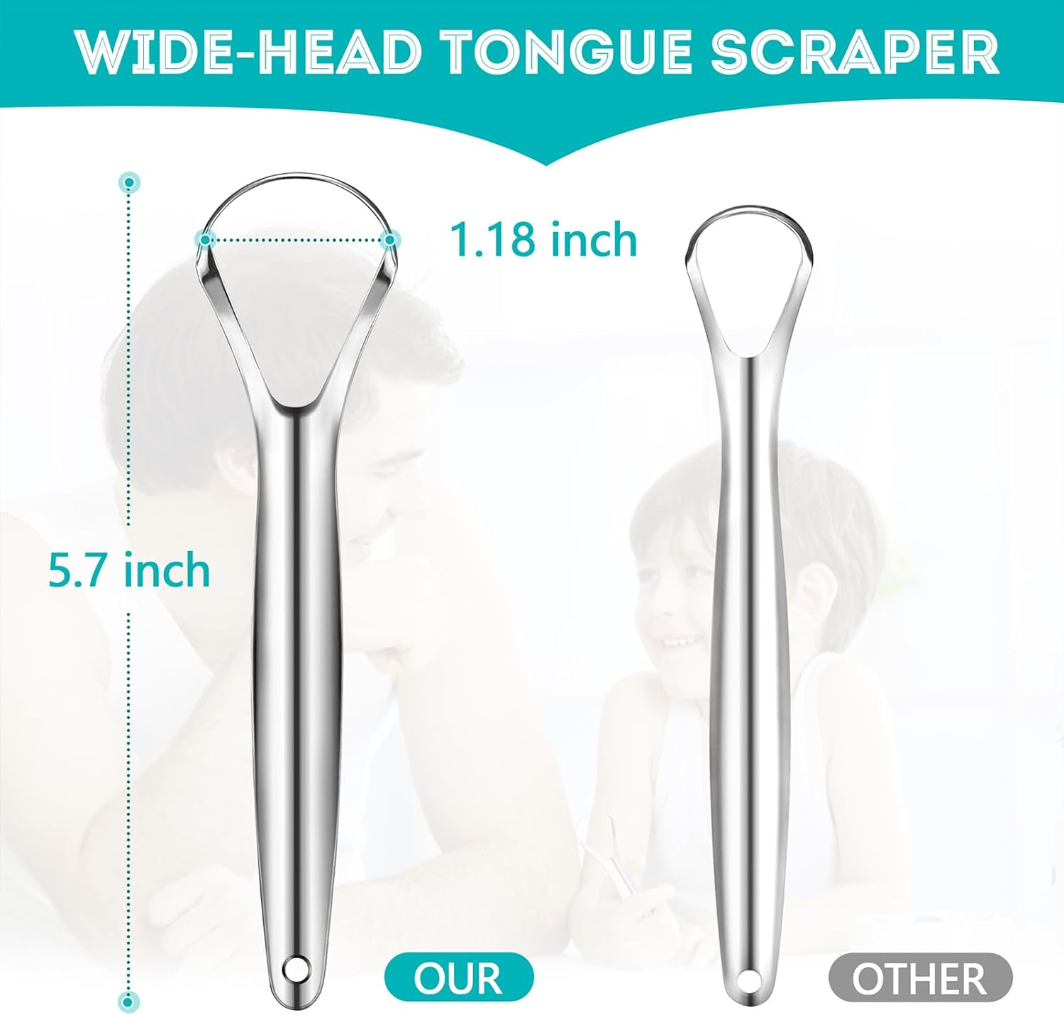 EZ COZY 2 Pack Tongue Scraper, Reduce Bad Breath, Stainless Steel Tongue Scraper for Adults, Metal Tongue Cleaner for Oral Care and Fresher Breath, Easy to Use Tongue Scraper with Case image number 1