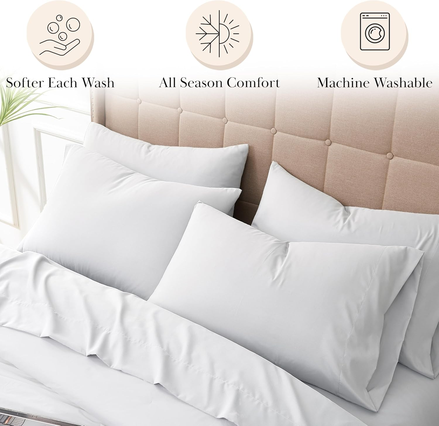 Southshore Fine Linens 6 Piece - Extra Deep Pocket Sheet Set - White - Queen
