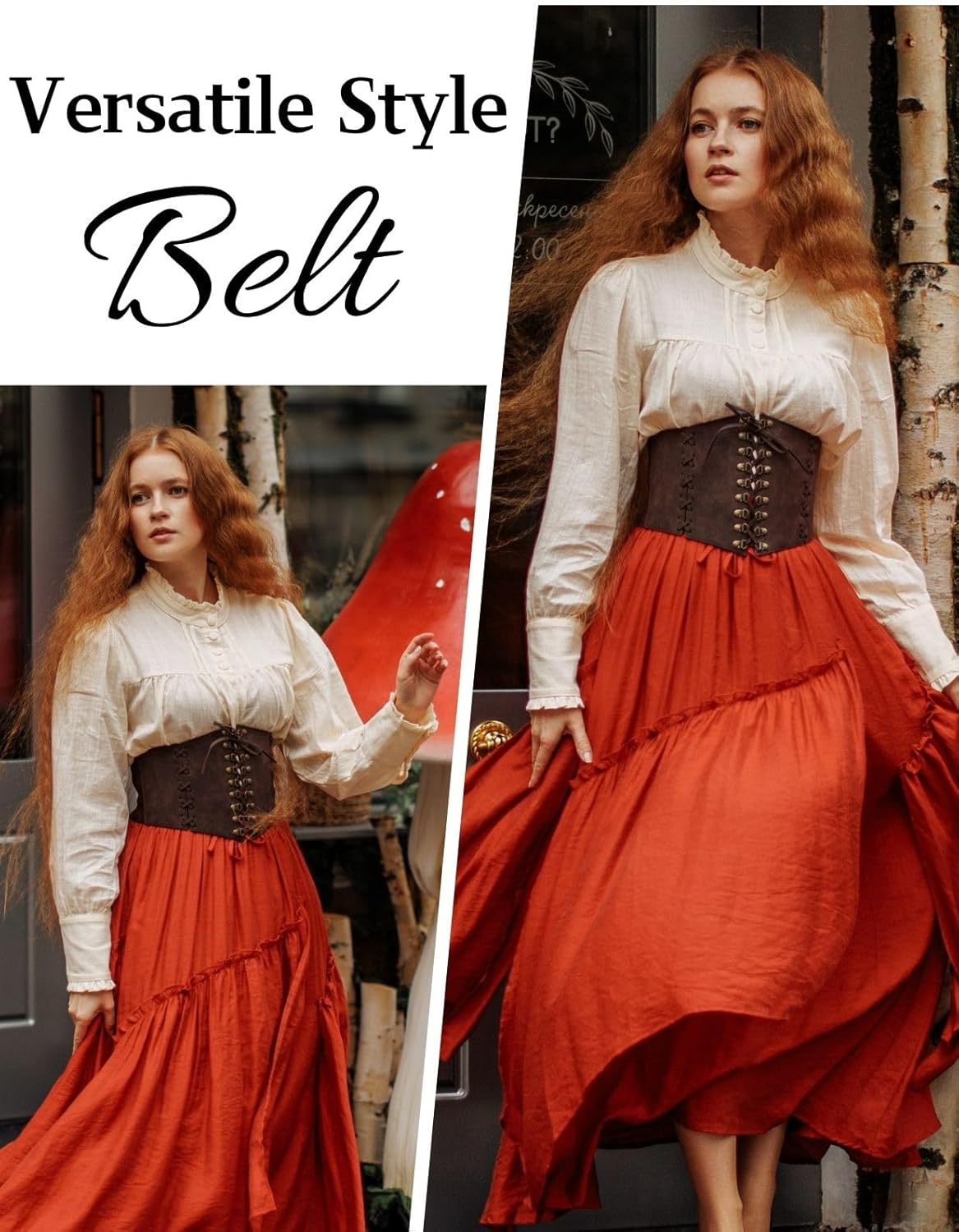 Scarlet Darkness Women Wide Belt Elastic Waist Belt Lace-Up Corset Belts for Dress image number 2