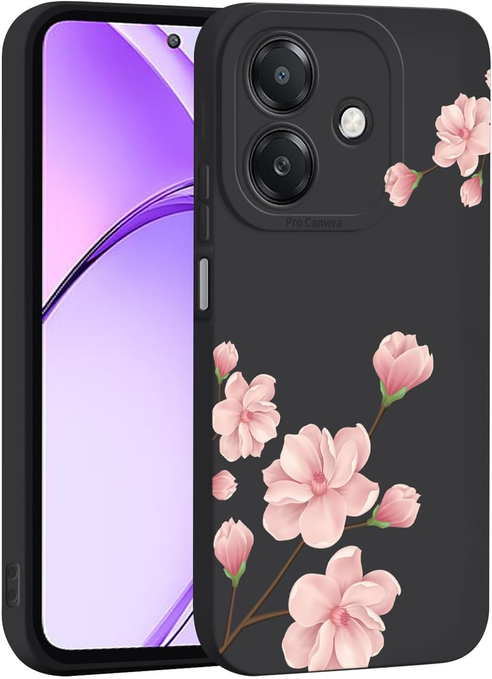 ILING Liquid Silicone Case for Oppo A40 4G / Oppo A40M, Ultra Thin Elegant Flowers and Cute Cartoon Pattern Women'S Mobile Phone Case, Soft TPU Bumper Shockproof Protective Case (White Q01)