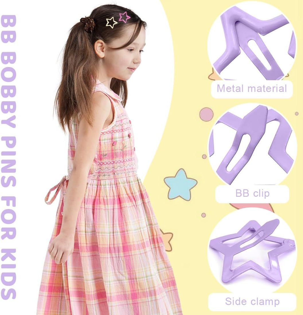 COYUN Pack of 12 Hair Snap Clips - Star Hair Clips, Pentagram Hair Clips, Metal Hair Clips, Sequin Hair Clips, Hair Styling Accessories for Girls and Women image number 3