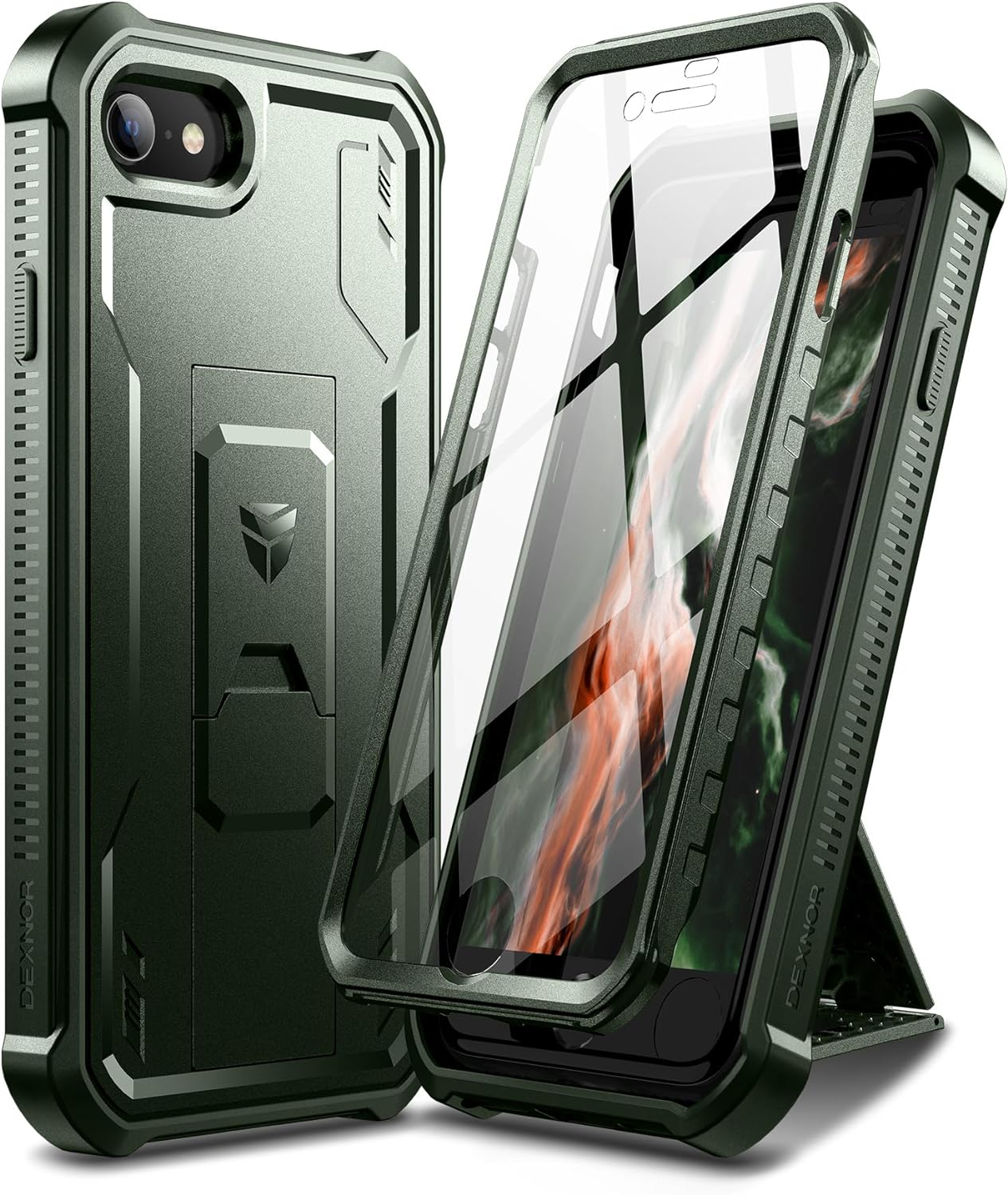 Dexnor for Apple Iphone 7/8/SE(2020/2022) Case, [Built in Screen Protector and Kickstand] Heavy Duty Military Grade Protection Shockproof Protective Cover for Apple Iphone 7/8/Se(2020/2022)-Black