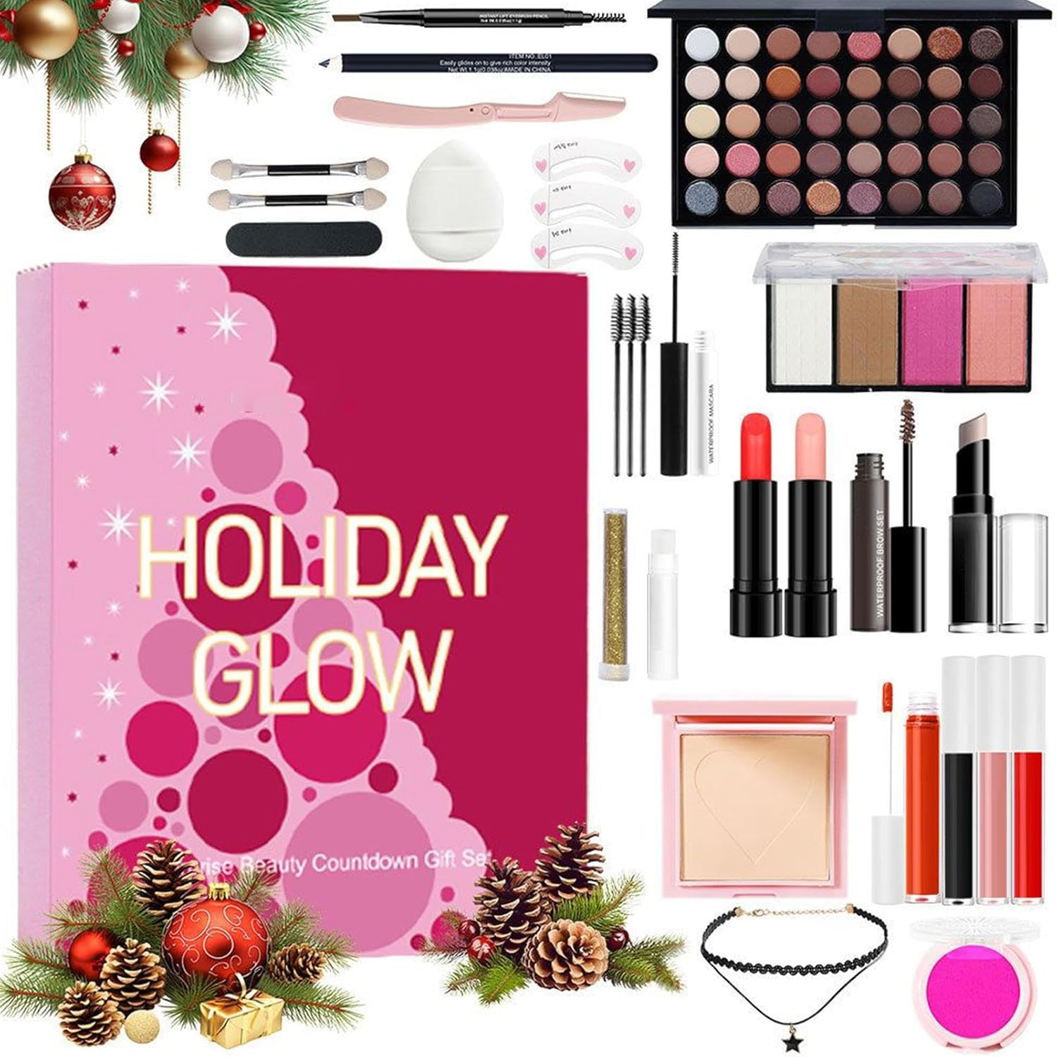 Beauty Christmas Countdown | 24 Days Cosmetic Advent Set | Christmas Calendar Advent Makeup Set - for Teen Girls Women Holiday New Year Wedding Dating Office School Shopping Travel image number 2