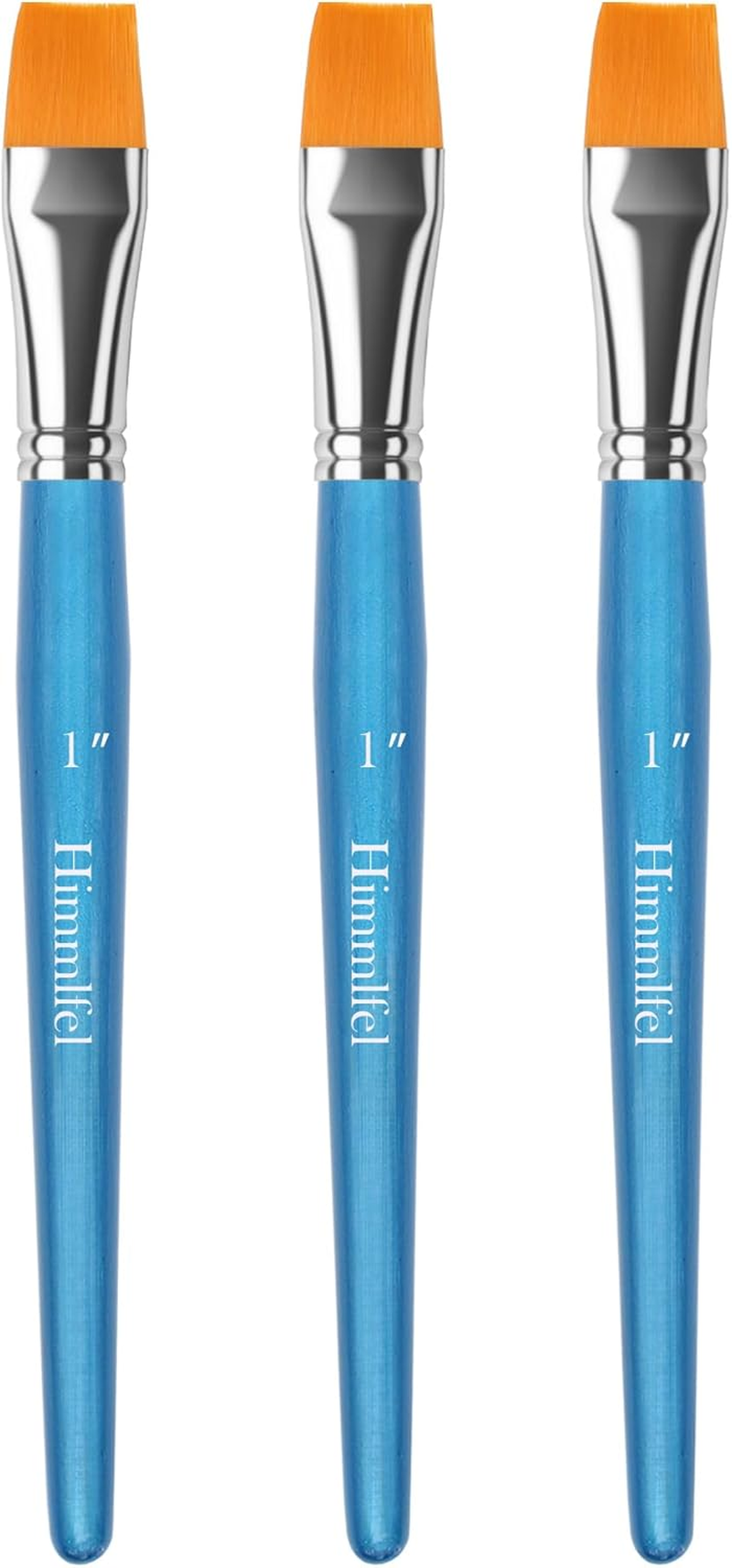 Himmlfel Flat Paint Brush Set, 3 Pcs 1 Inch Acrylic Painting Brushes for Acrylic, Watercolor,Gouache,Oil,Face Painting, Professional Large Pantingbrushes for Artists and Beginners