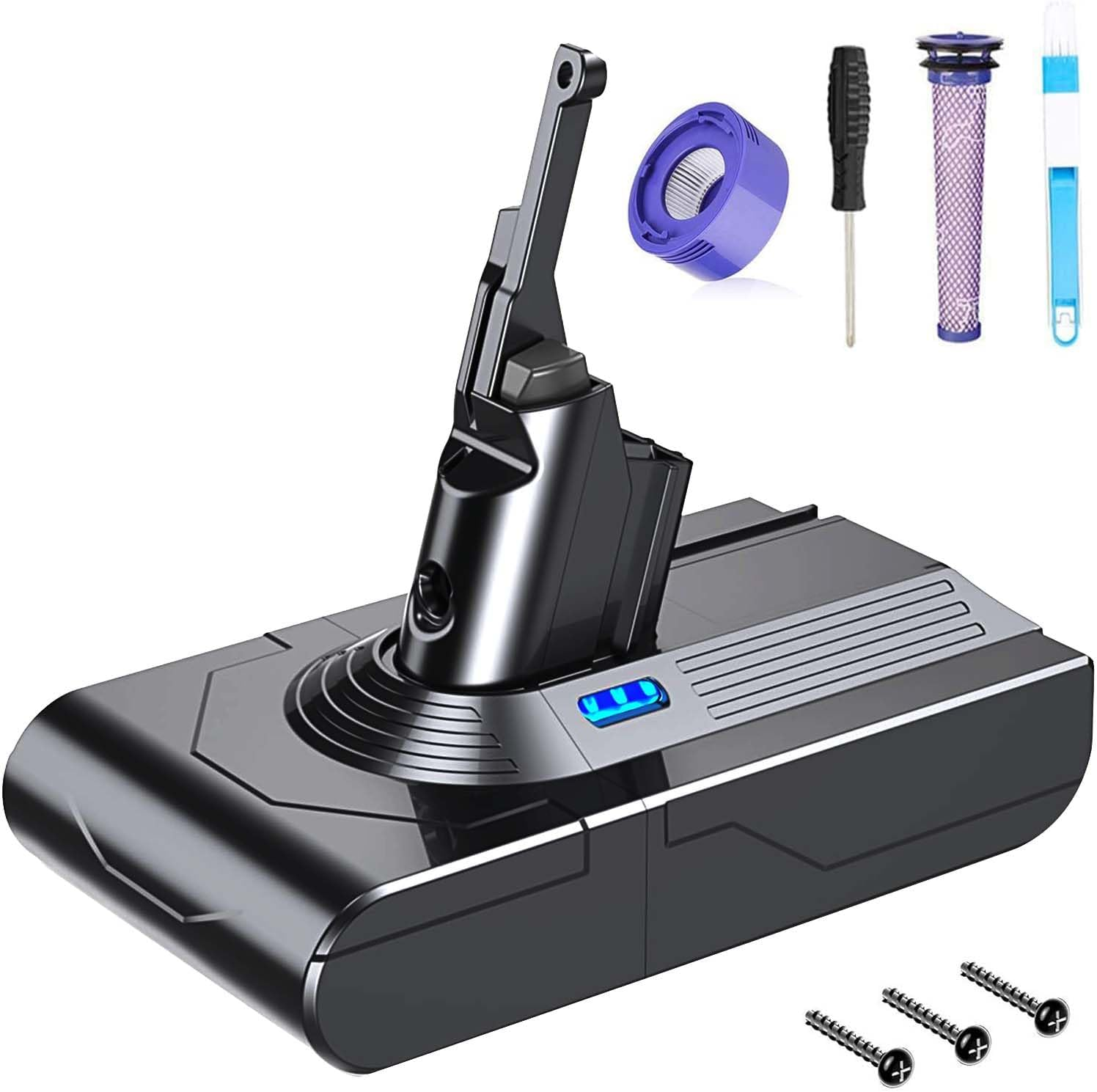 FLYLINKTECH 6000Mah V8 Battery Replacement for V8 SV10 Absolute Fluffy Animal Cord-Free Handheld Vacuum Cleaner with Installation Accessories image number 1