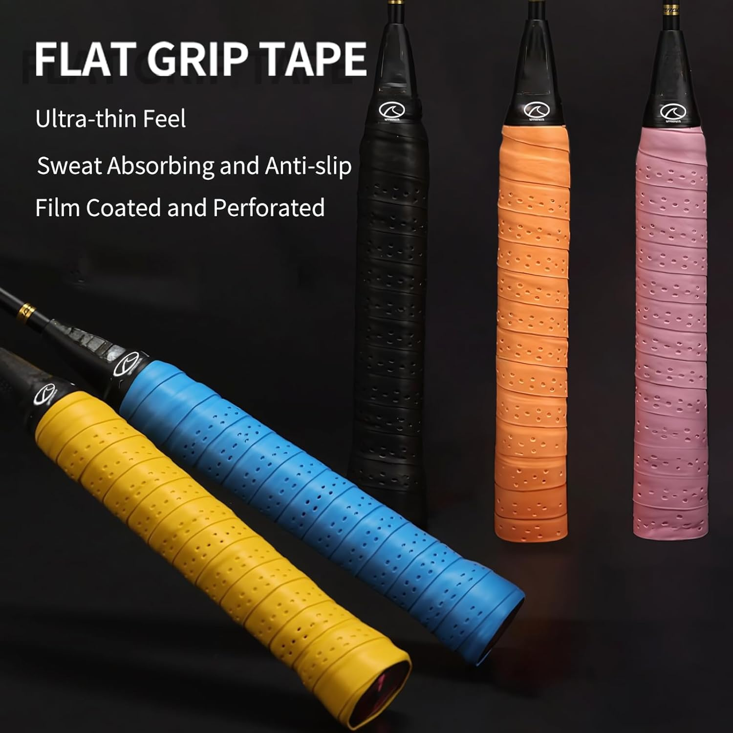 6-Pack Tennis Racket Grip Tape (6 Grips) Sweat-Absorbing Handle Grip for Tennis, Badminton, Squash, Golf, Fishing, and Pickleball Overgrip image number 6
