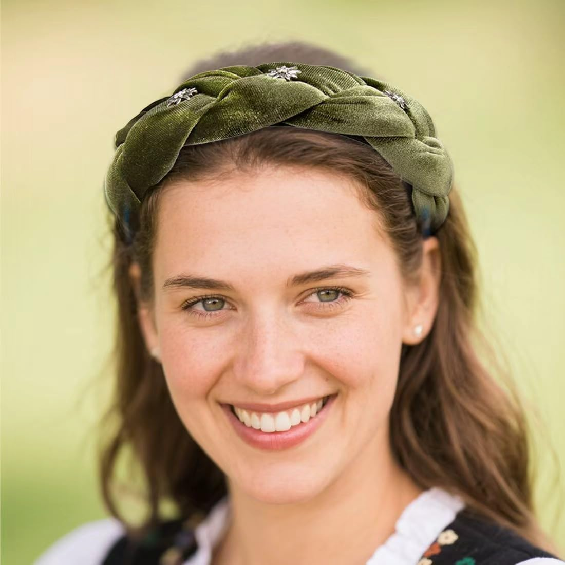 JYNVO Costume Headband Braided with Edelweiss, Oktoberfest Hair Accessories, Wide Padded Headband for Women and Girls image number 5