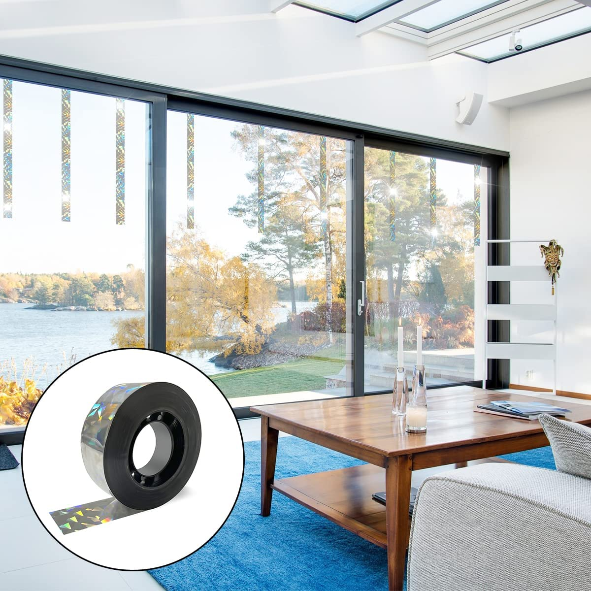 BEZANU Bird Scare Tape, 2.4Cm * 80M Double Sided Holographic Flash Deterrent Reflector for Repelling Animals image number 5