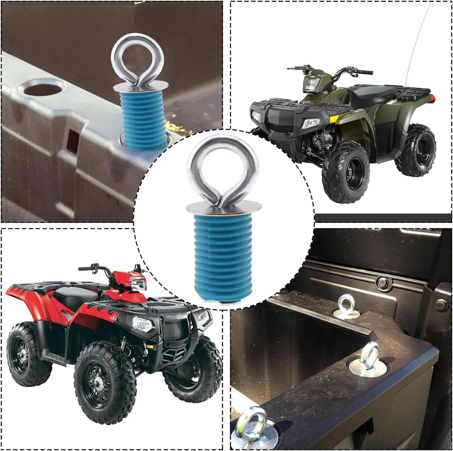 Windance ATV UTV Tie down Anchor, Stainless Steel Tie down Anchor Fit for Polaris RZR Sportsman 90 110 300 350 335 400 500 550 570 700 800 850, Sturdy Lock and Ride Bed Anchor