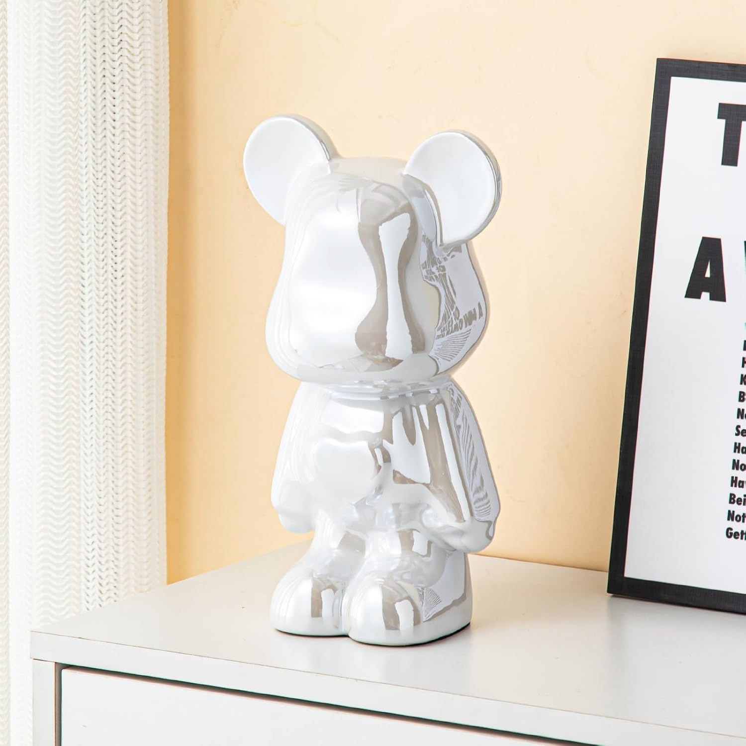 Yundu Ceramic Piggy Bank for Kids and Adults - Coin Bank for Girls and Boys - White Love Bear Decoration - Modern D&eacute;cor, Hypebeast Room D&eacute;cor - Gifts for Birthdays image number 4