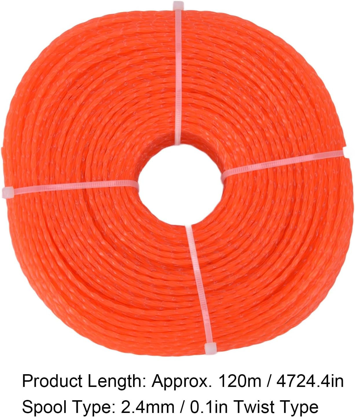 2.4Mm Orange Trimmer Line, 120M Length Nylon String Trimmer Line, Lawn Mower Accessories, For, for Ryobi, for Stihl and Other Domestic Garden Mower image number 1