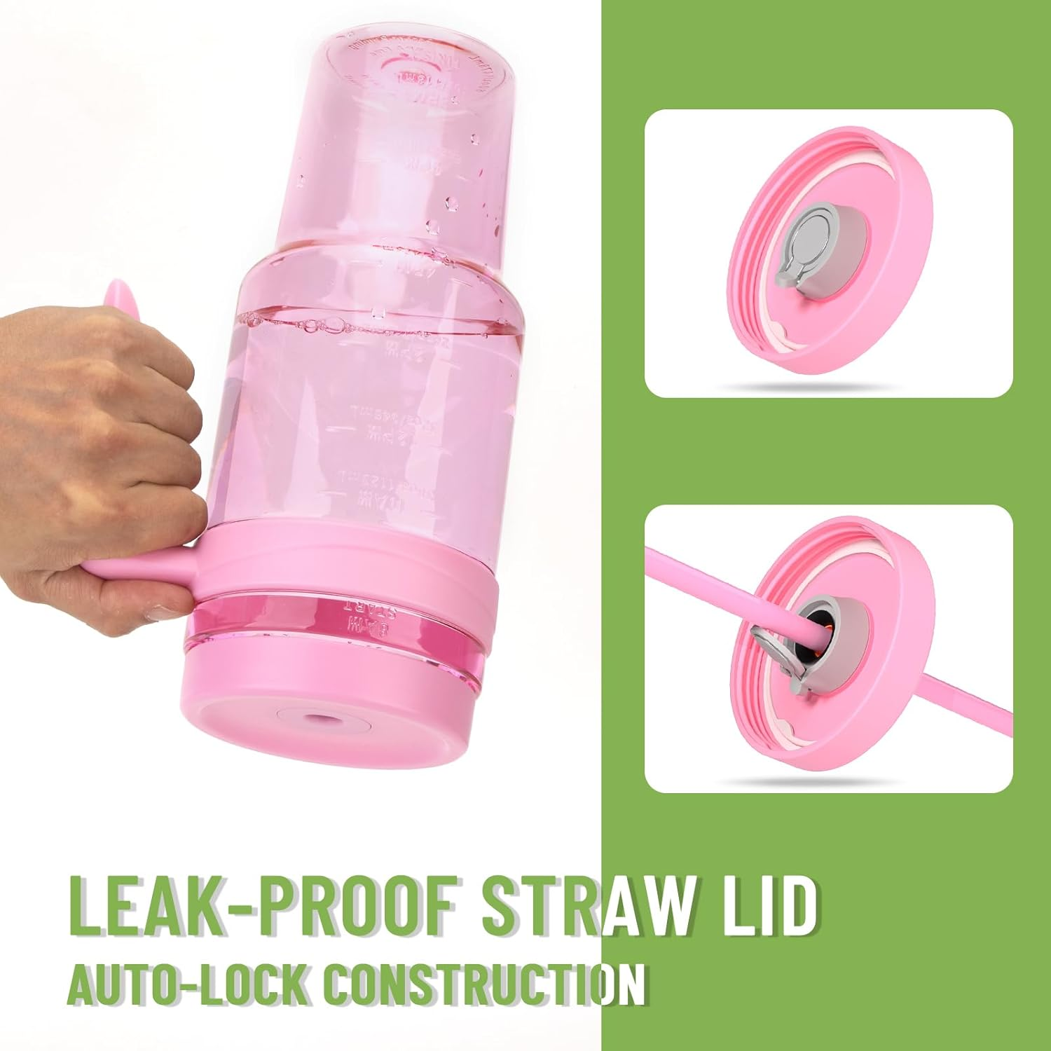 Cafezi 1.5L / 50Oz Reusable Tumbler with Straw & Lid, Bpa-Free Leakproof Tritan Drink Bottle with Time Markers, Wide Mouth Smoothie & Iced Coffee Cup &ndash; Ideal for Gym, Office, Camping & Travel image number 6